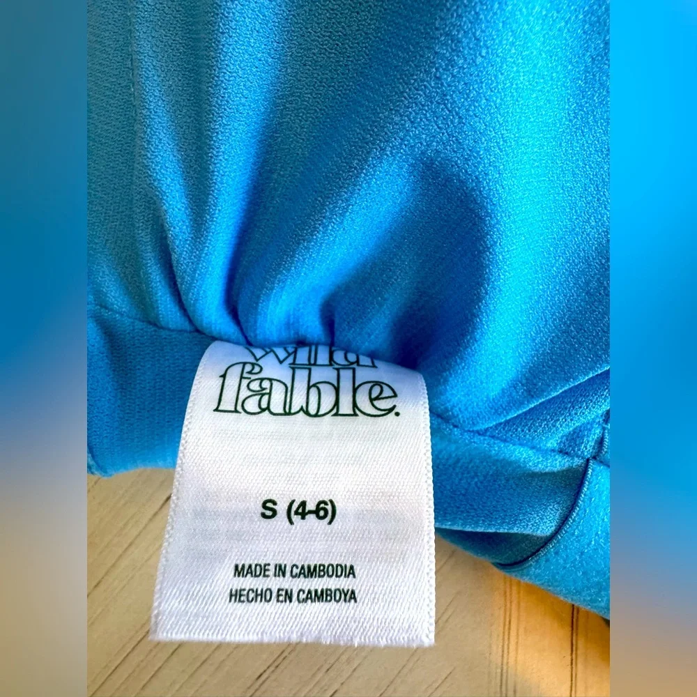 Wild Fable Ribbed Longline Bikini Top Blue S 4-6